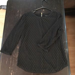 Ann Taylor black polka dot lace blouse size Med.
